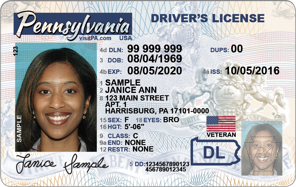 pennsylvania driver's license with veteran designation