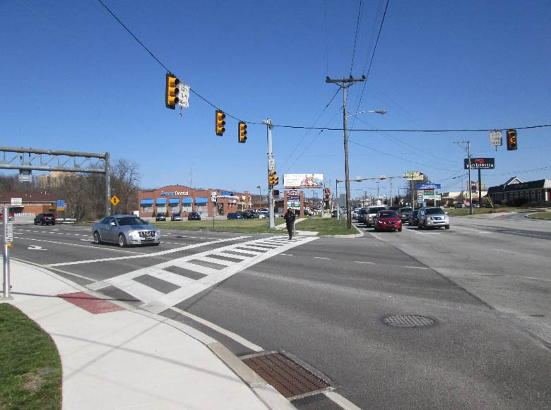 Pedestrian crosswalks and a signal were incorporated at the intersection of PA 36 and Plan Road/Pleasant Valley Boulevard in Blair County.
