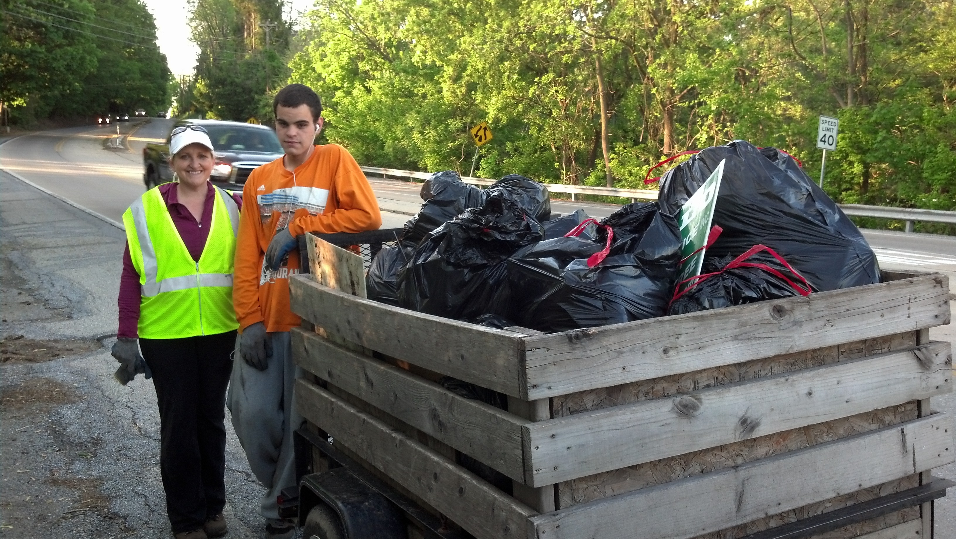 kelly mcdowell volunteers to pick up trash along the roadside in chester county pennsylvania