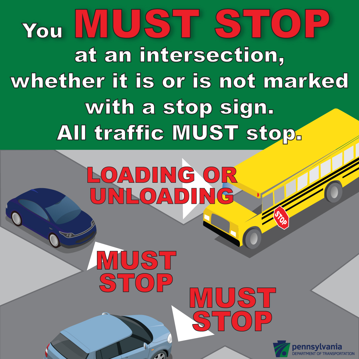 school bus safety stop at intersection