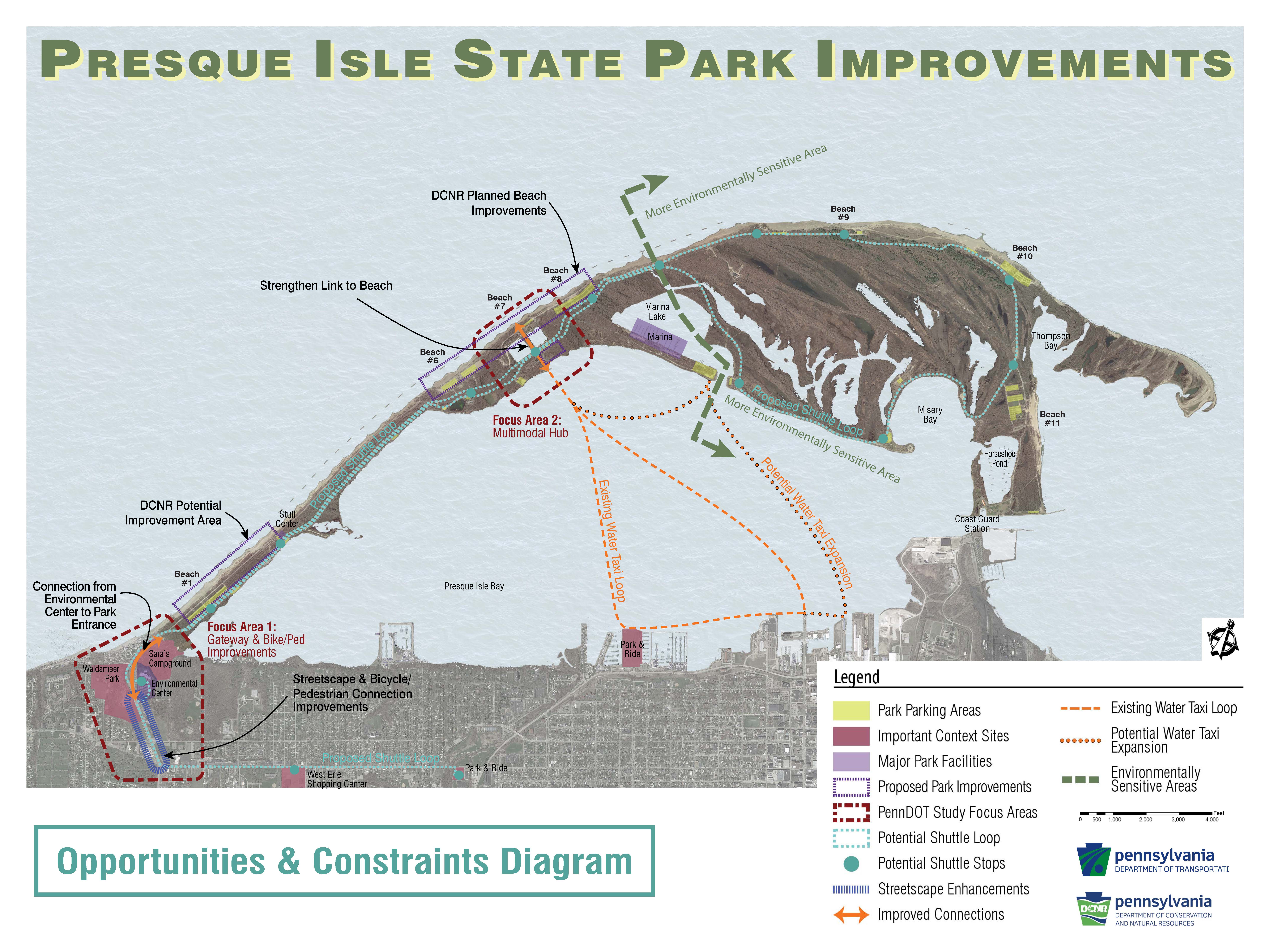 Presque Isle State Park Improvements Opportunities and Constraints Map