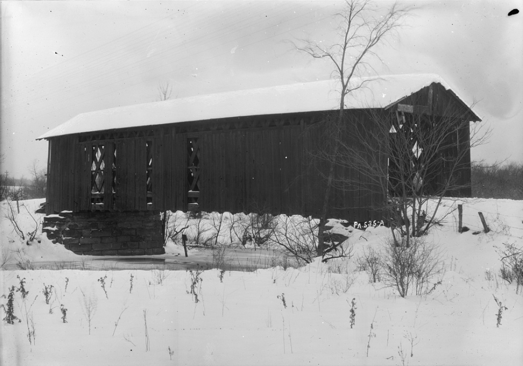 Historic picture of the Waterford covered bridge. 