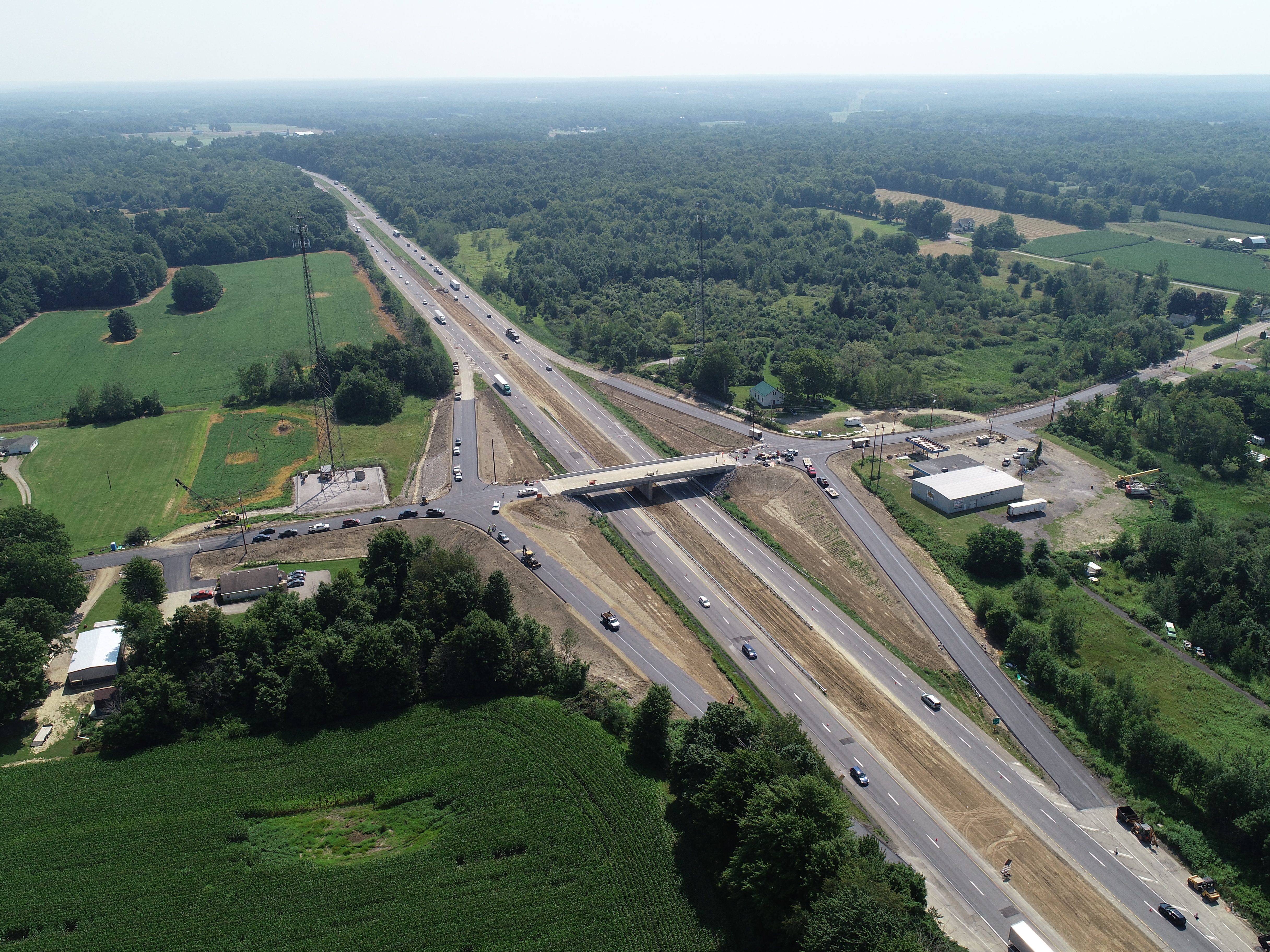The newly constructed Route 215 bridge that carries the roadway over Interstate 90. 