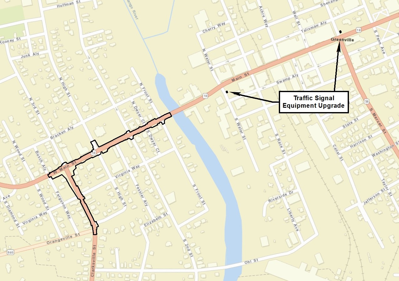 Improvements will be made to Route 18 intersections in Greenville, Mercer County.