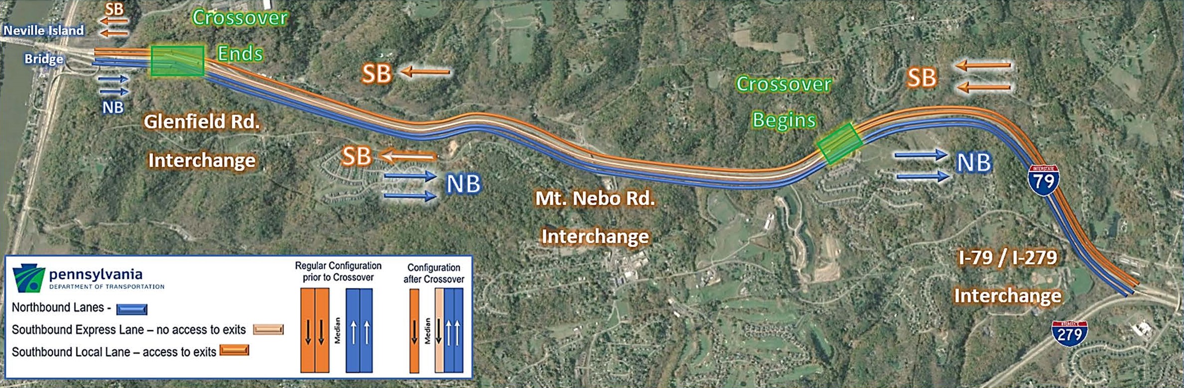 Southbound I-79 Crossover Map 2023