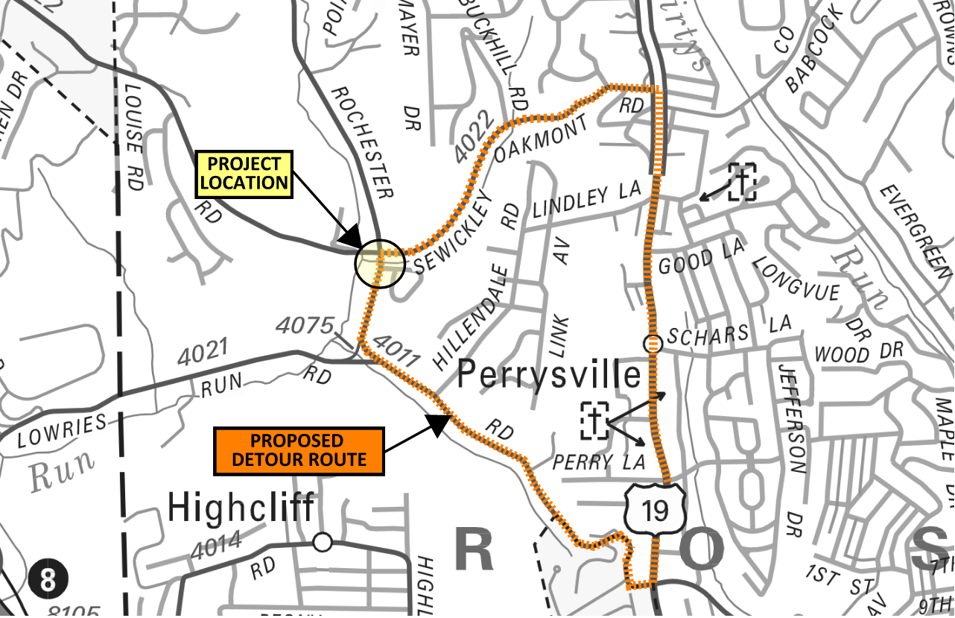 Proposed Rochester Road detour.