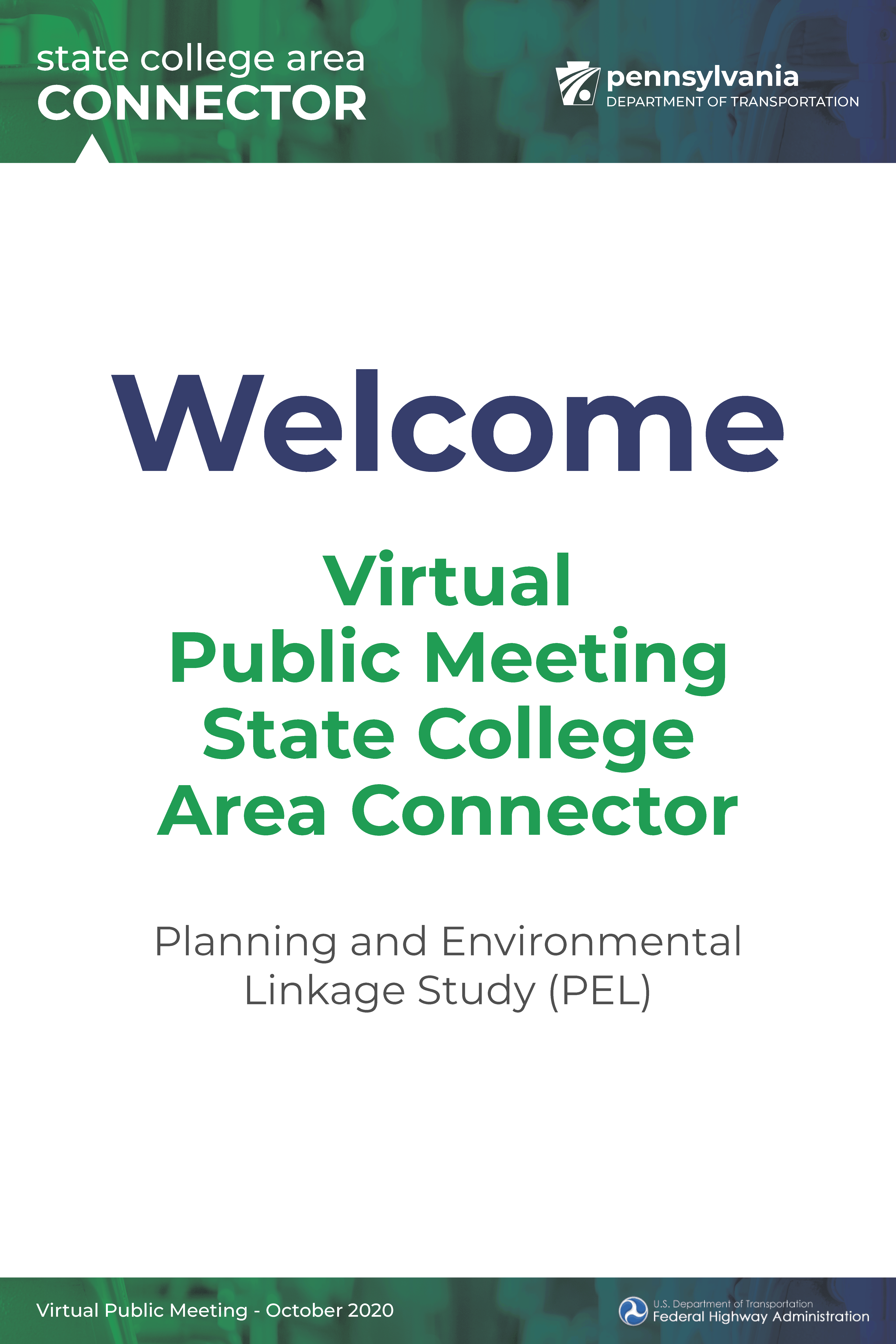 Welcome slide for the State College Area Connector virtual meeting