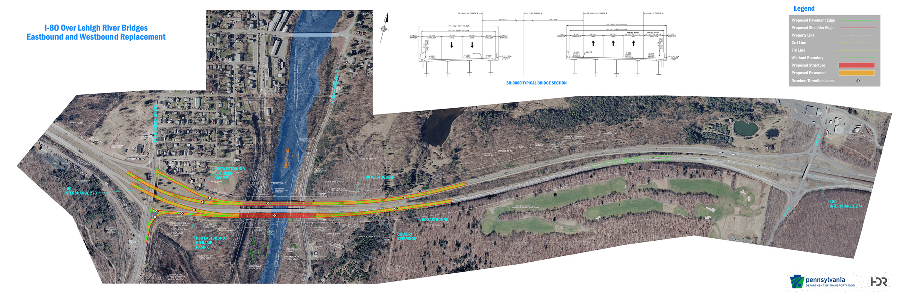 i-80 over lehigh river bridge project design plan map