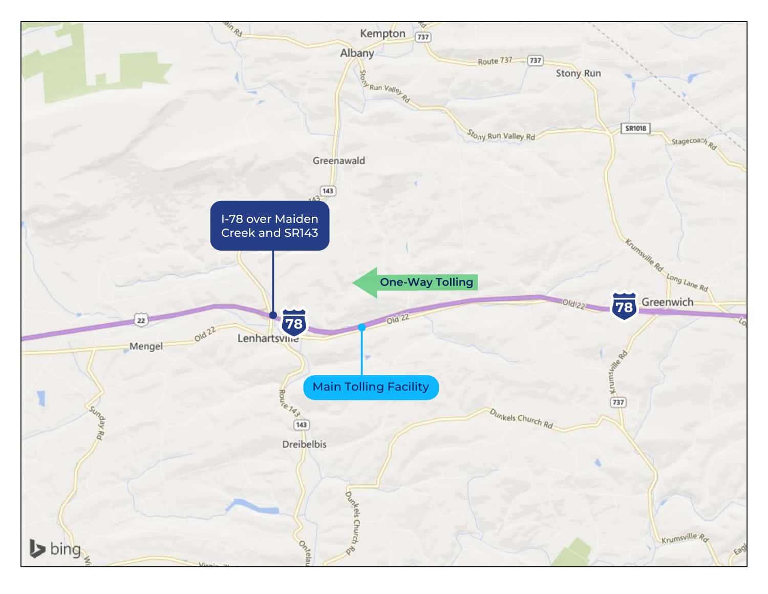i-78 lenhartsville bridge project toll location mapp