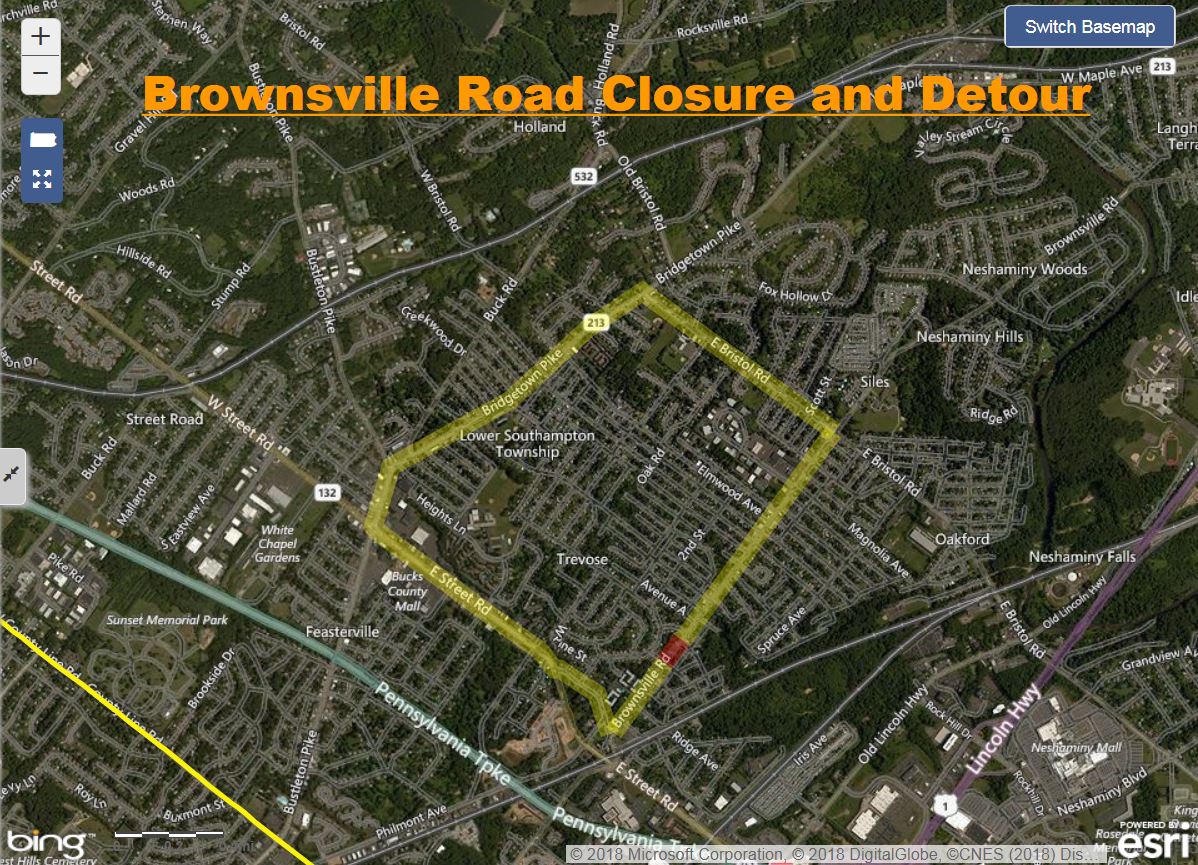 Brownsville Road Closure and Detour Bucks County.JPG