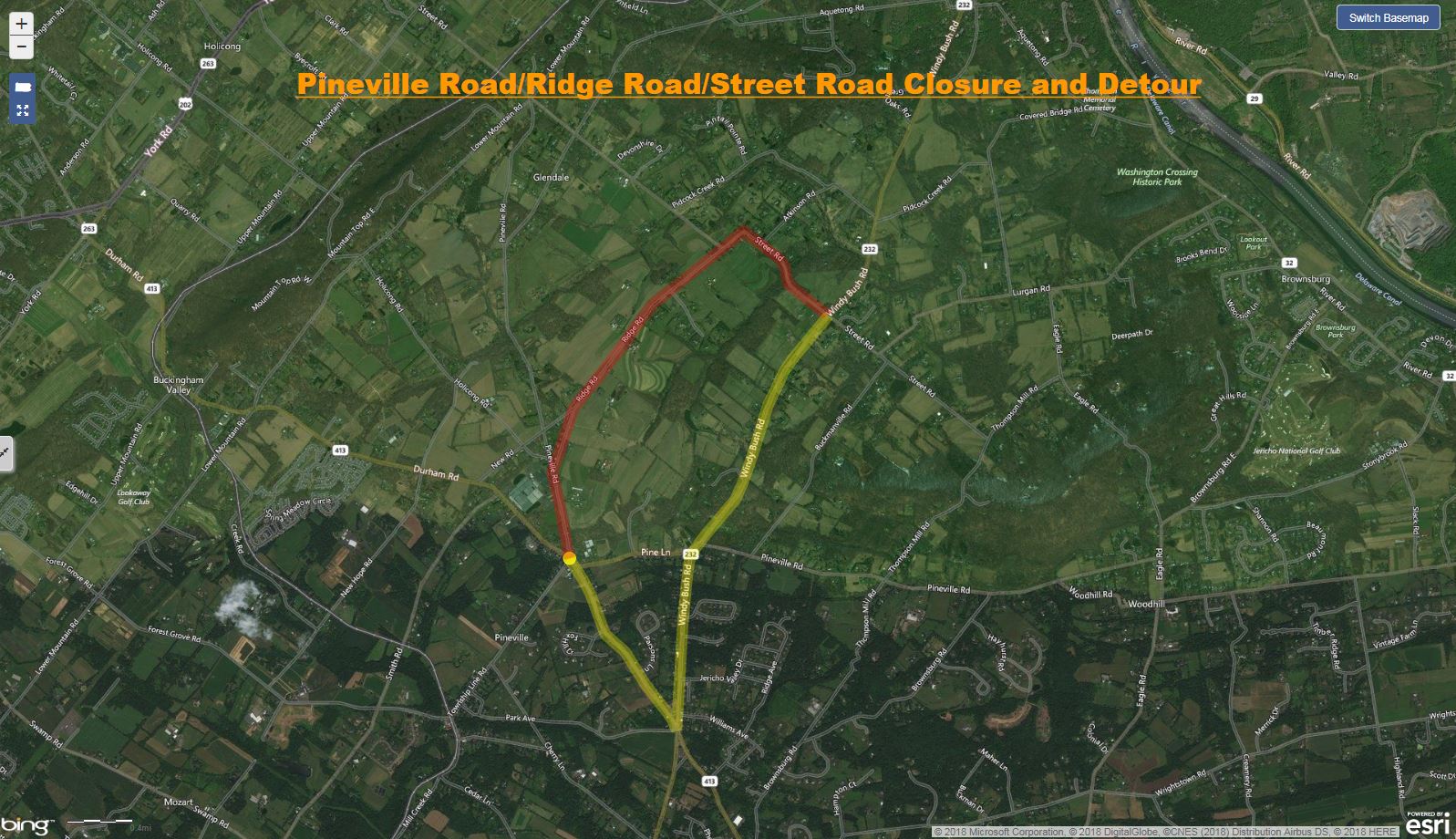 Pineville Road-Ridge Road-Street Road Closure and Detour Bucks County.JPG