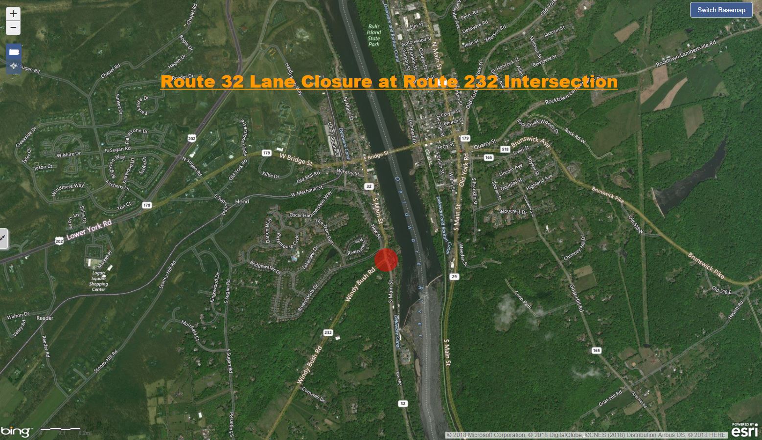 Route 32 Lane Closure at Route 232 Intersection Bucks County.JPG