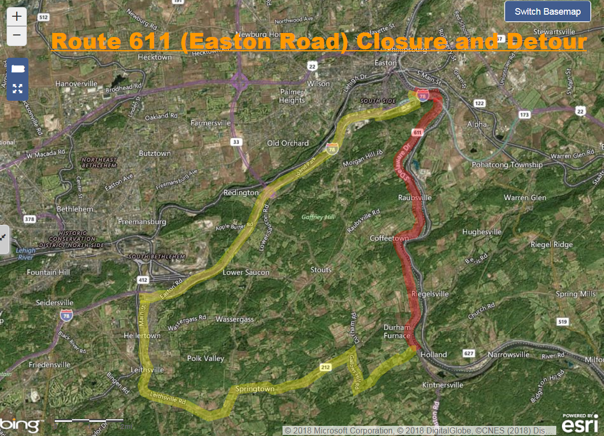 Route 611(Easton Road) Closure and Detour.PNG