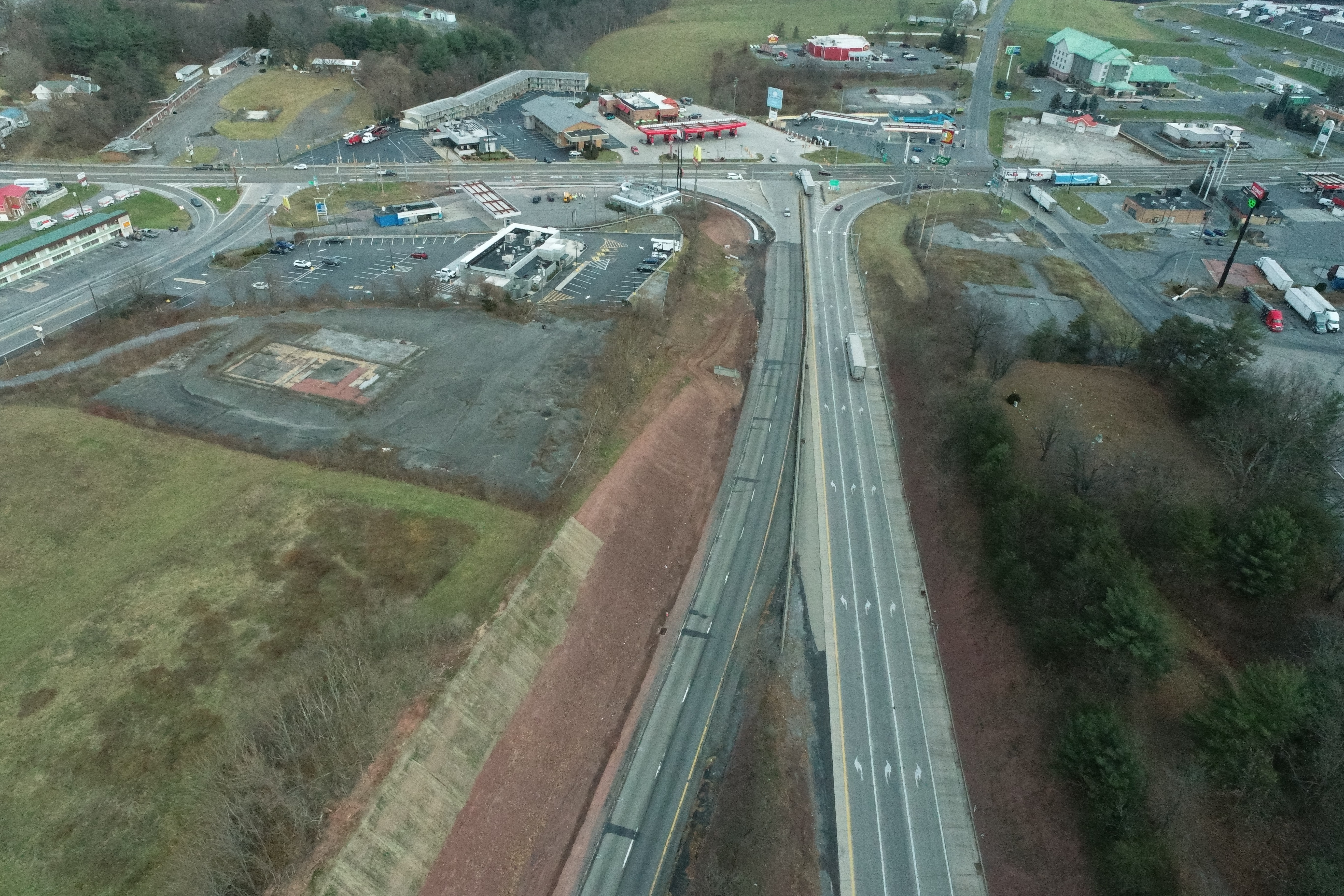 Overhead view of Interstate 70 in Bedford County.