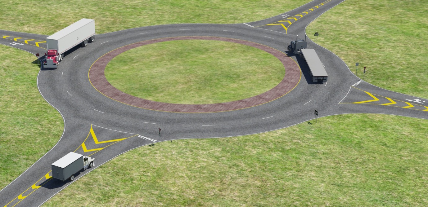 A rendering of the Pennsylvania Safety Transportation and Research Track showing how vehicles will be able to practice navigating a variety of intersections and other roadway configurations.
