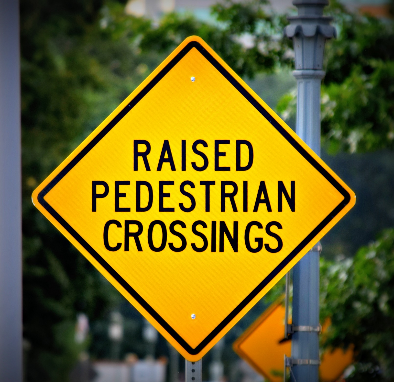 Image of Raised Pedestrian Crossings Sign
