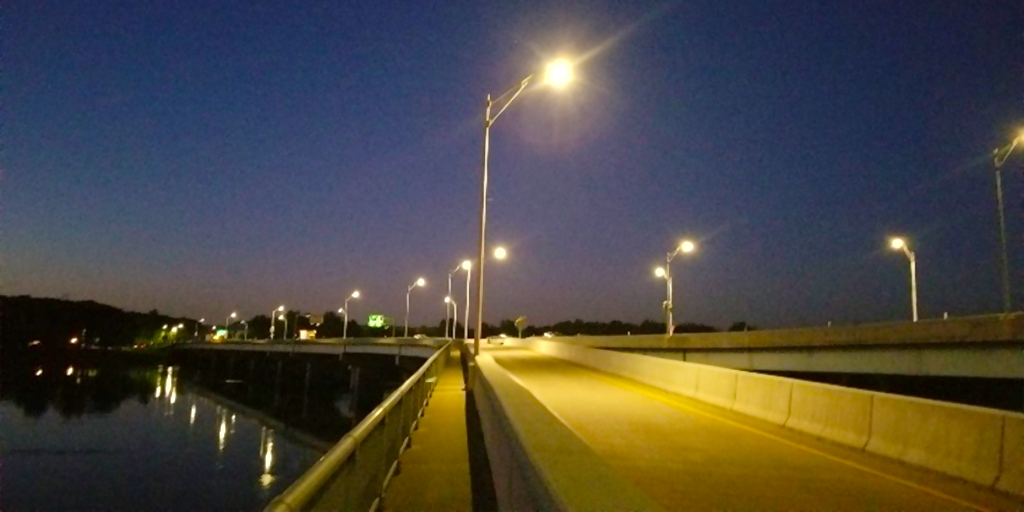 highway at night with streetlights using LED bulbs